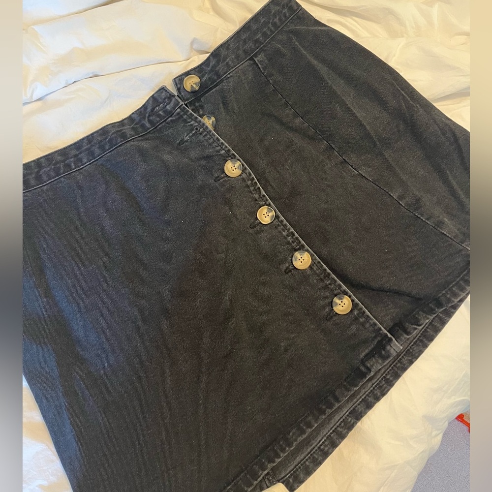 ASOS black denim button front skirt